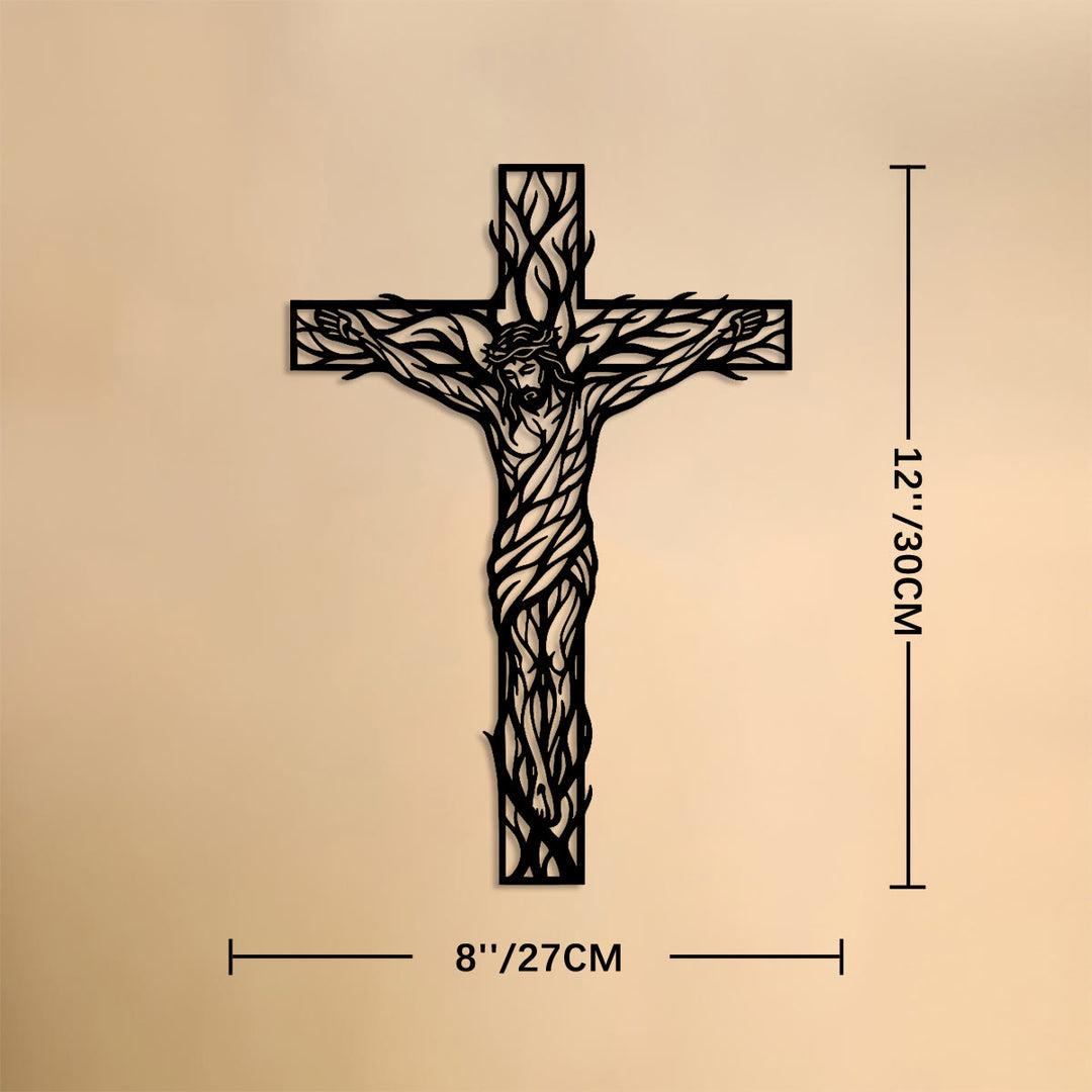 Christianartworkshop Vine Woven Crucifix Metal Wall Decor: Emblem of Redemption and Eternal Life - 12''*10.6''*0.04''/30*27*0.1cm - image 5