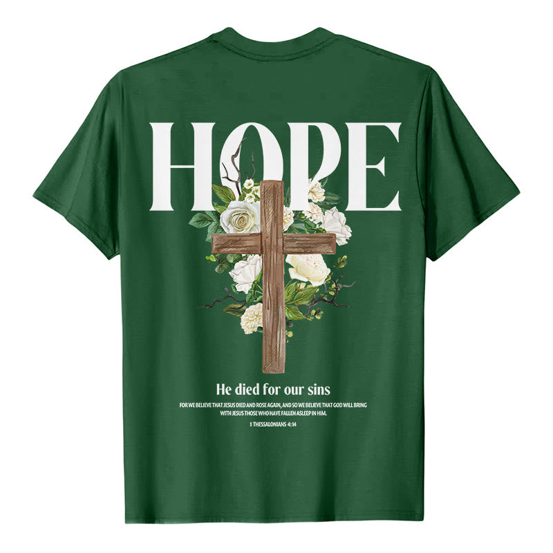 Christianartworkshop Hope Cross Print T-Shirt - Dark Green - 2XL - image 6