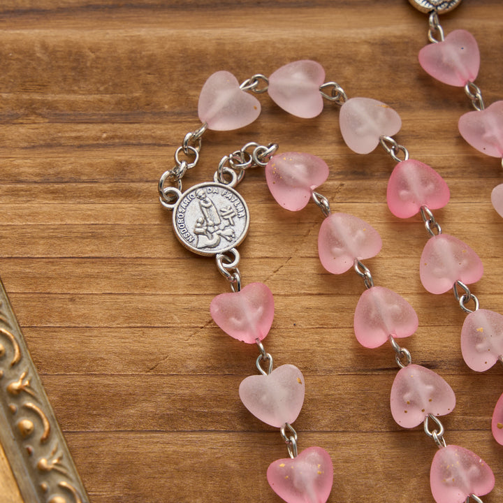 Christianartworkshop Gradient Frosted Heart Glass Bead Seven Sorrows Rosary with Our Lady Portrait Pendant - image 14