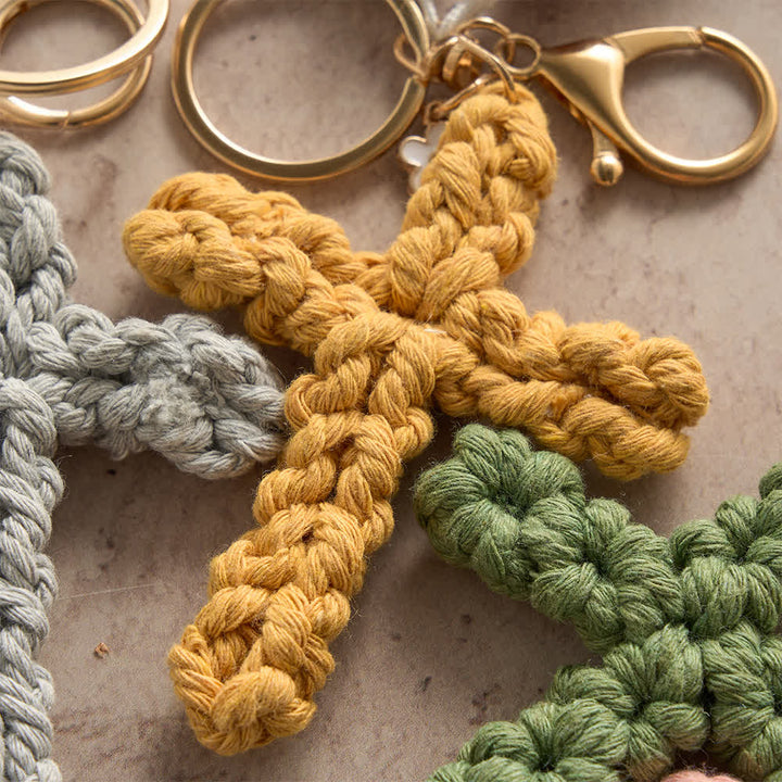 Christianartworkshop  Sandalwood Bead Pocket Rosary & Keychain with Multicolor Handmade Crochet Cross - image 11