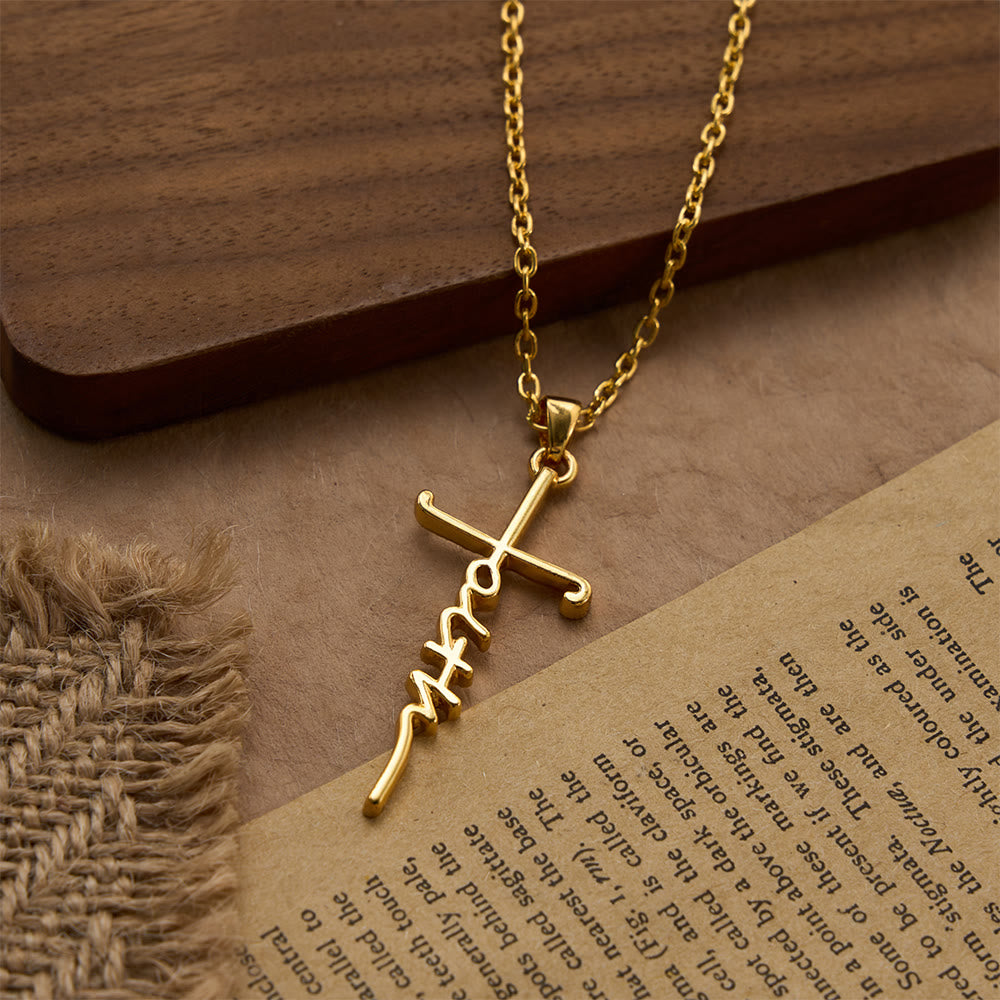 Christianartworkshop Elegant Scripted Faith Cross: Gentle Belief Charm & Daily Wear Jewelry - image 4