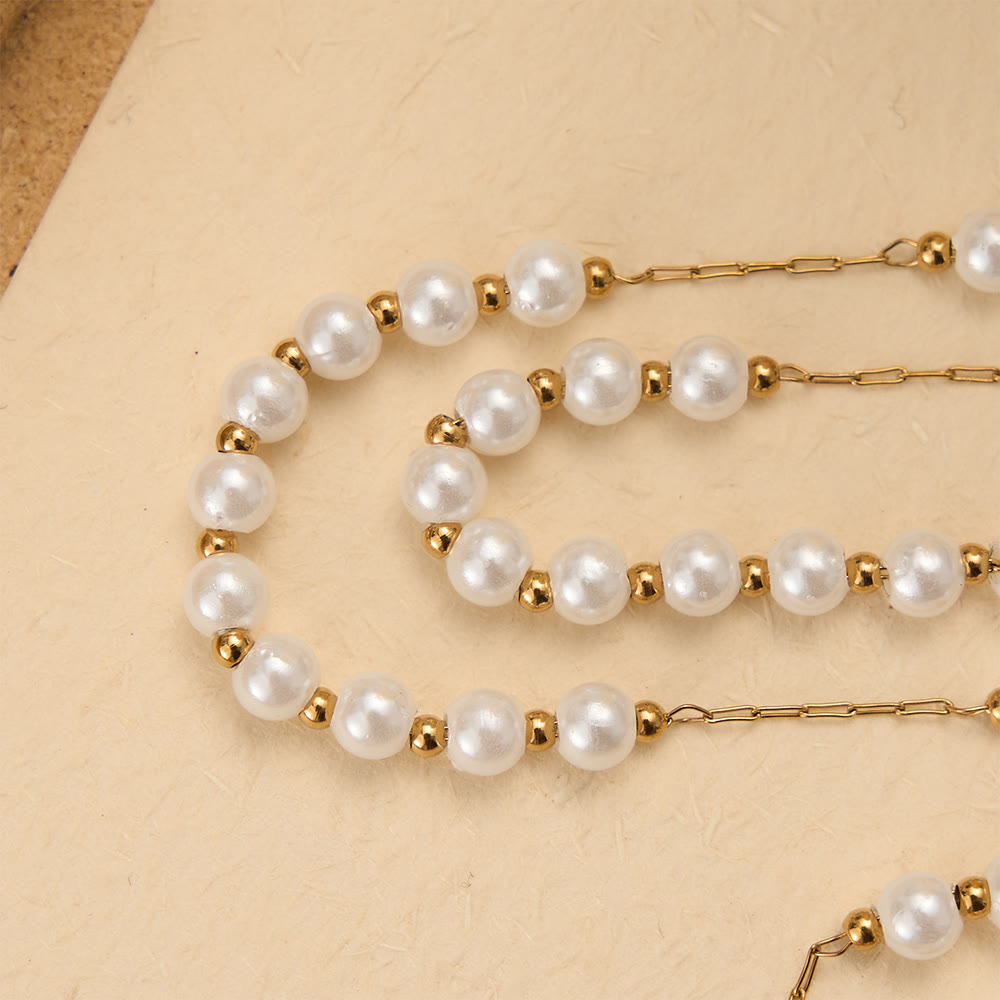 Christianartworkshop Faceted Crystal & Imitation Pearl Bead Minimal Our Lady Rosary with Flat Cross Pendant - image 6