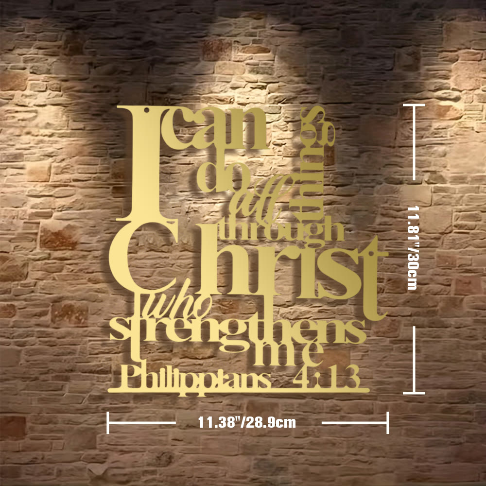 Christianartworkshop Philippians 4:13 I Can Do All Things Metal Wall Decor: Christ’s Strength for Your Walls - 11.38''*11.81'*0.04"/28.9*30*0.1cm - Golden - image 22
