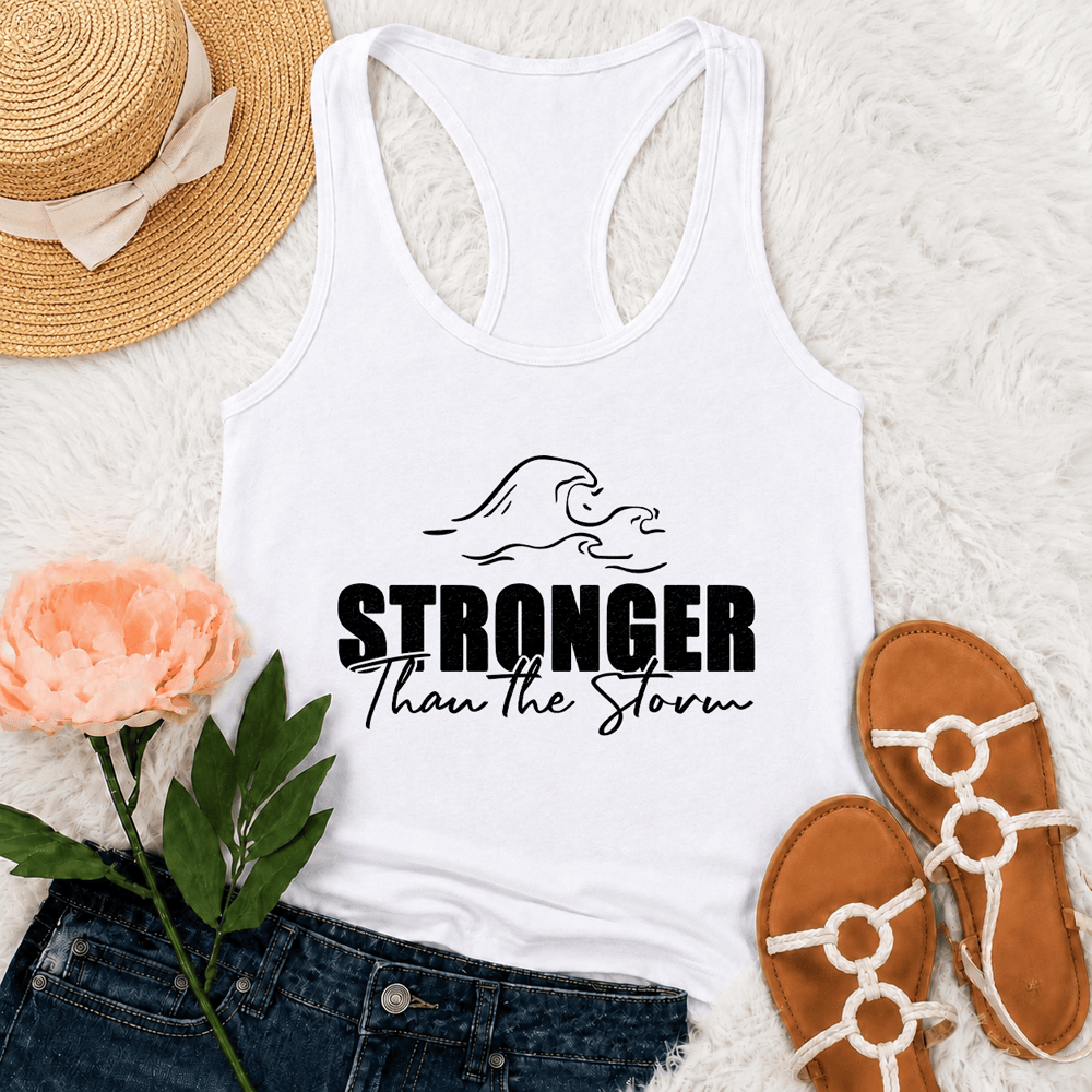 Christianartworkshop Stronger Than The Storm Wave Casual Racerback Tank Top - White - 2XL - image 6