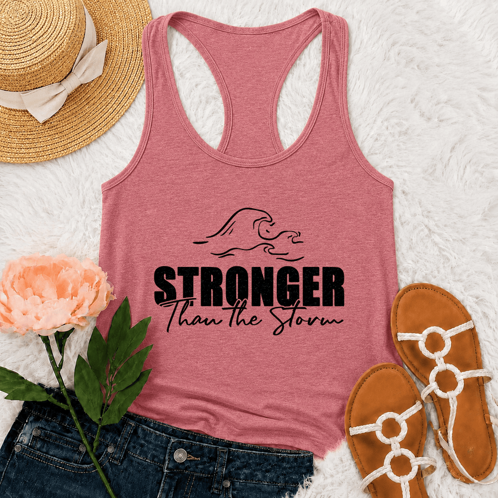 Christianartworkshop Stronger Than The Storm Wave Casual Racerback Tank Top - Pink - 2XL - image 21