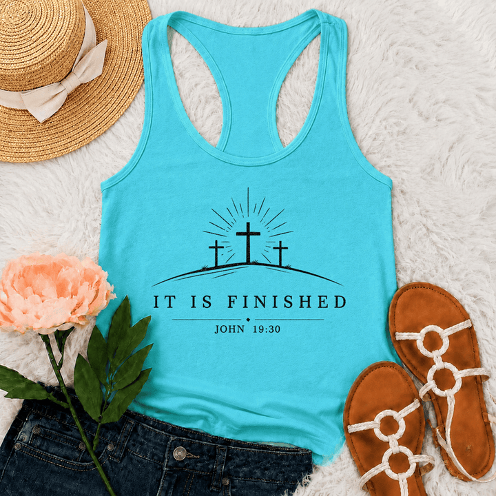 Christianartworkshop Classic Faith It Is Finished Cross Racerback Tank Top - Mint - 2XL - image 9