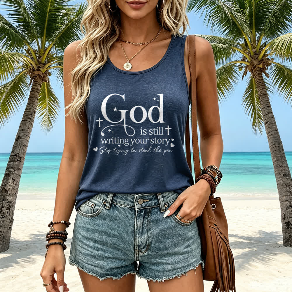 Christianartworkshop God Is Still Writing Your Story Christian Workout Racerback Tank Top - image 16