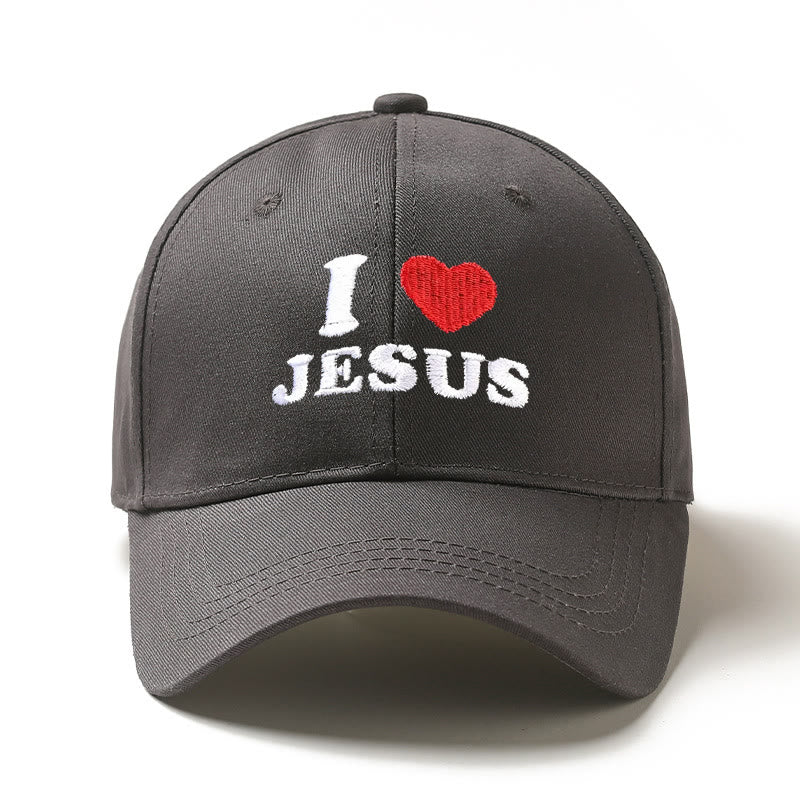 Christianartworkshop I Love Jesus Heart Letter Embroidery Adjustable Baseball Cap - Gray - image 12