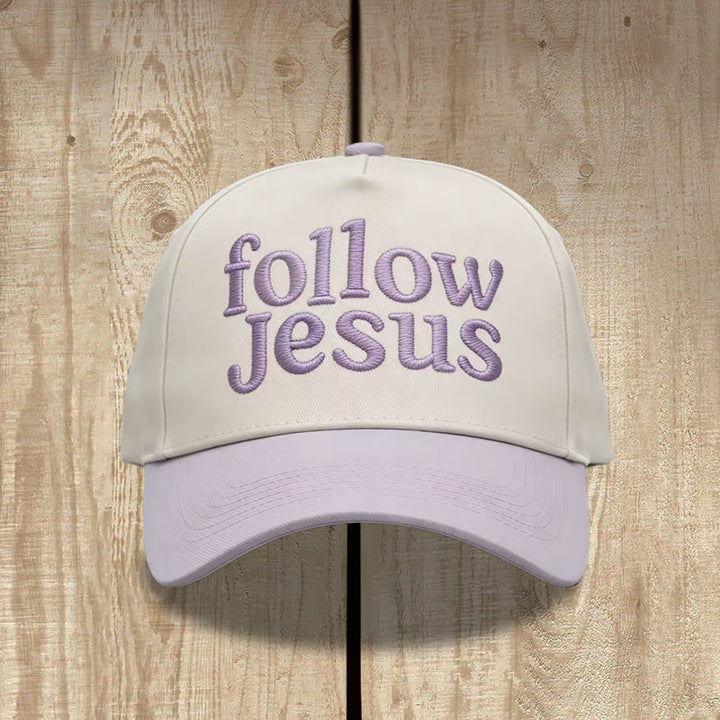 Christianartworkshop Two-tone Curved Brim Follow Jesus Faith Embroidery Unisex Baseball Cap - image 12