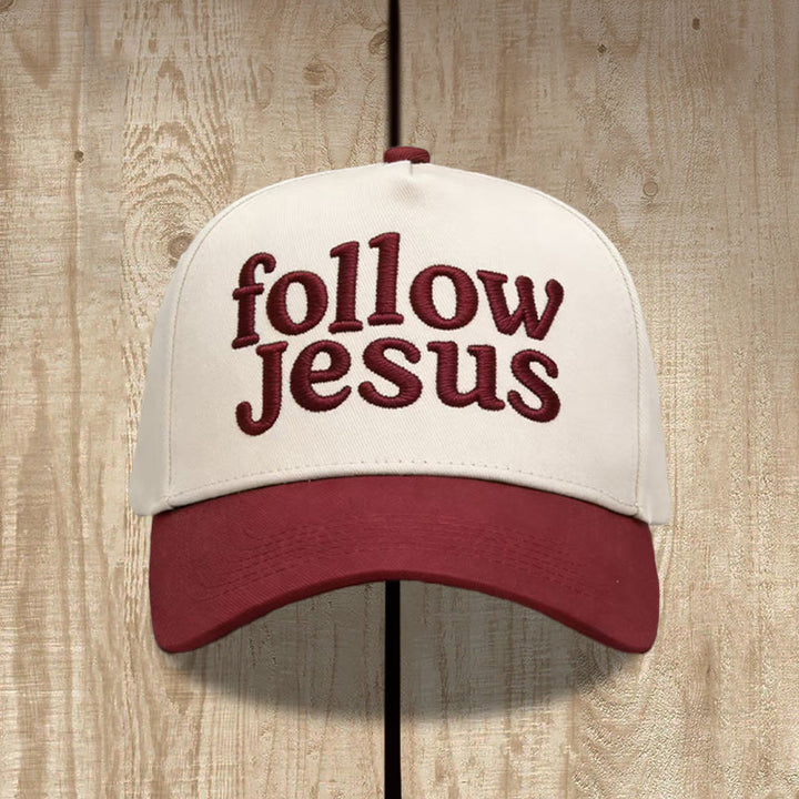 Christianartworkshop Two-tone Curved Brim Follow Jesus Faith Embroidery Unisex Baseball Cap - image 3