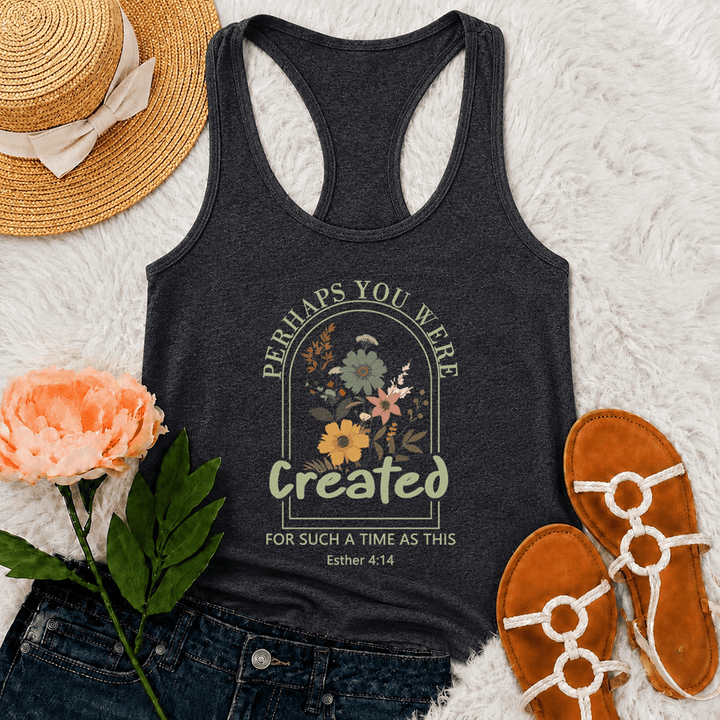 Christianartworkshop Wildflower Perhaps You Were Created For Such A Time As This Racerback Tank Top - Grey - 2XL - image 9