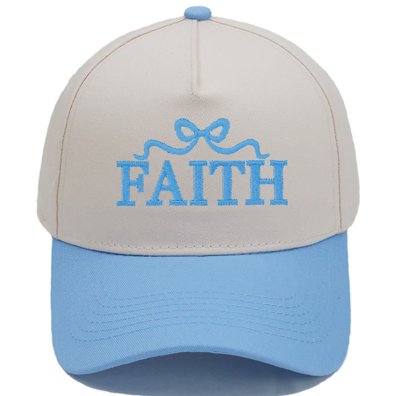 Christianartworkshop FAITH Bow Embroidery Camo Brim Adjustable Baseball Cap - Sky Blue - image 9