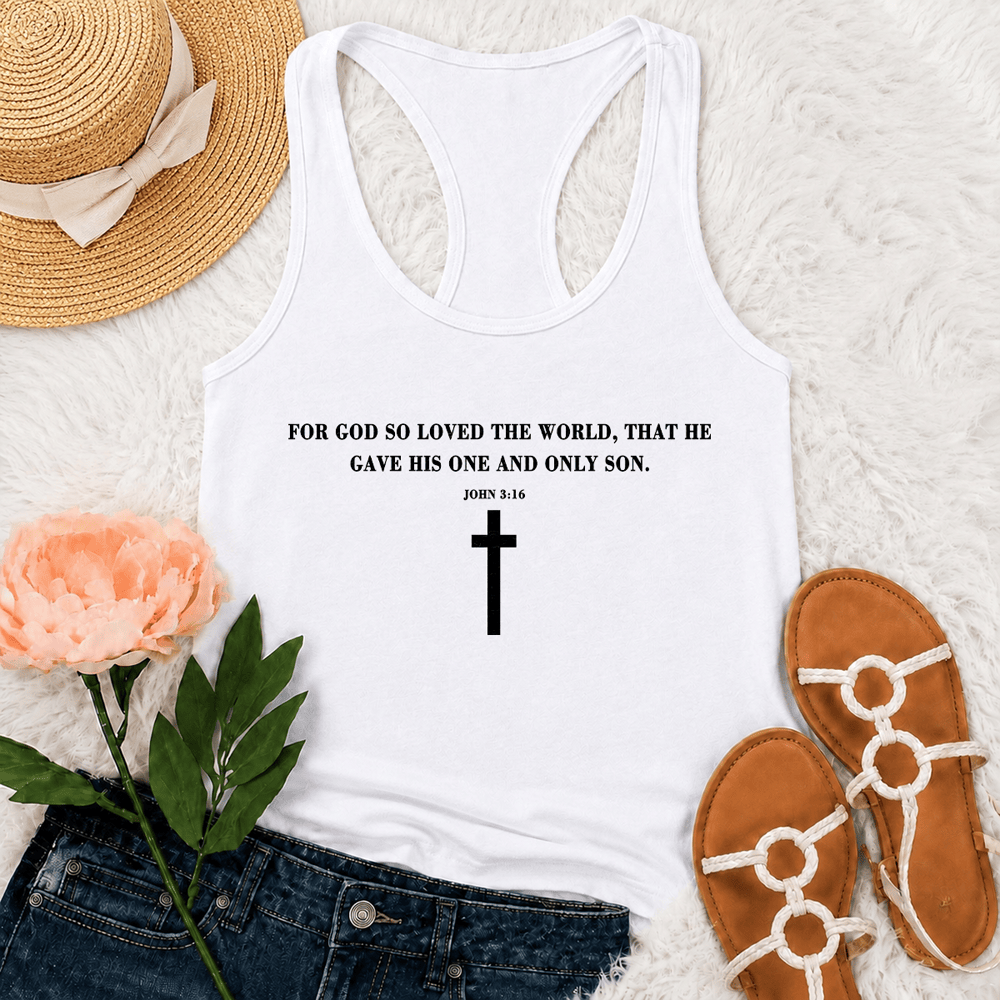 Christianartworkshop John 3:16 For God So Loved The World Racerback Tank Top - White - 2XL - image 6