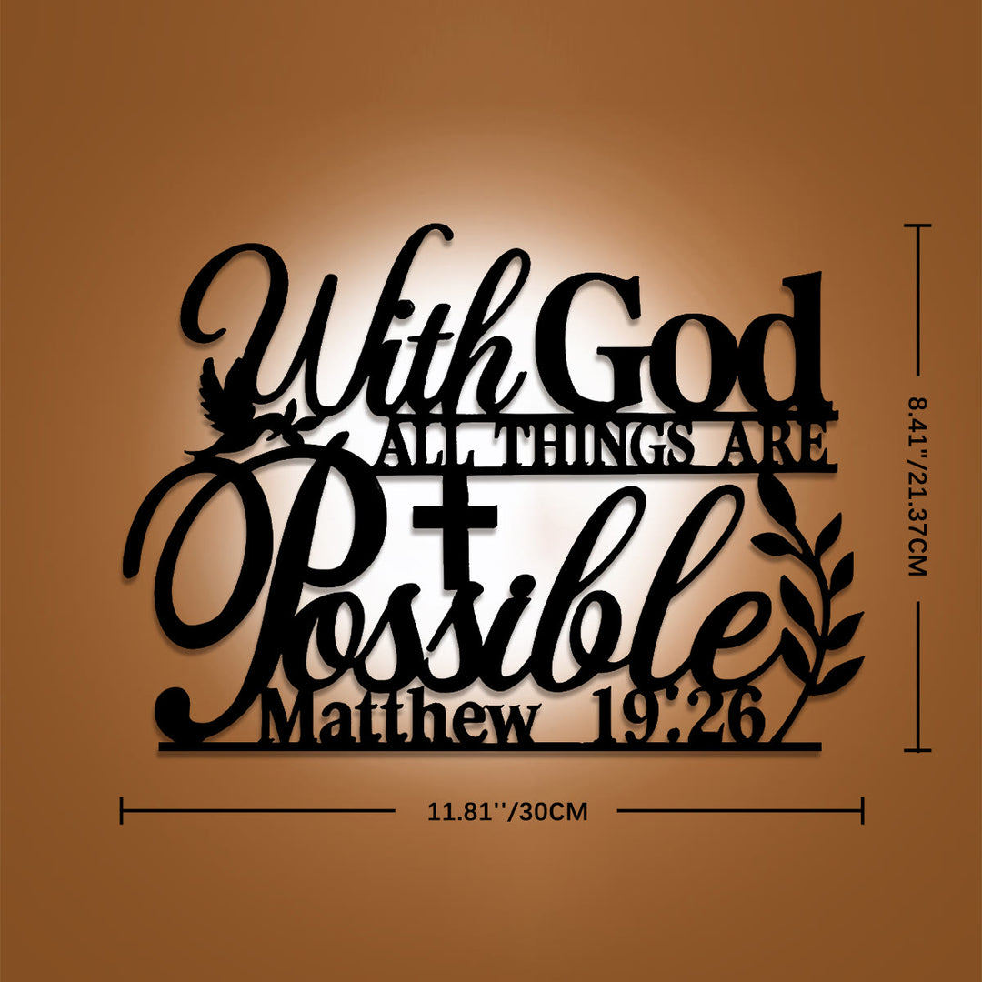 Christianartworkshop Cross Dove Vine With God All Things Are Possible Metal Wall Decor: Emblem of Boundless Hopeful Grace - 8.41"*11.81"*0.04''/21.37cm*30cm*0.1cm - image 5