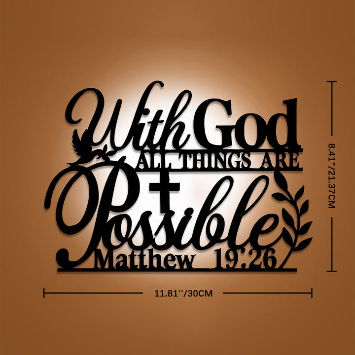 Christianartworkshop Cross Dove Vine With God All Things Are Possible Metal Wall Decor: Emblem of Boundless Hopeful Grace - 8.41"*11.81"*0.04''/21.37cm*30cm*0.1cm - image 5