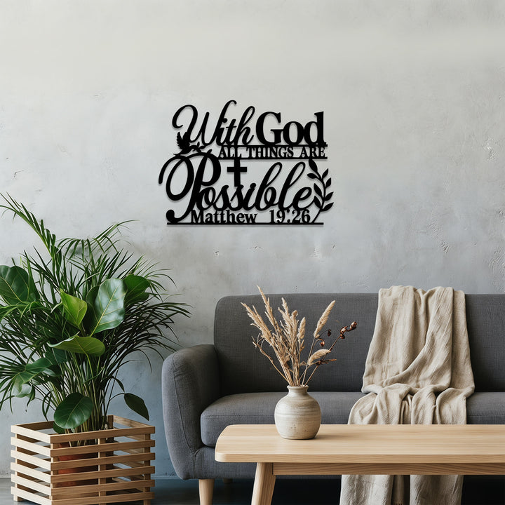 Christianartworkshop Cross Dove Vine With God All Things Are Possible Metal Wall Decor: Emblem of Boundless Hopeful Grace - image 4