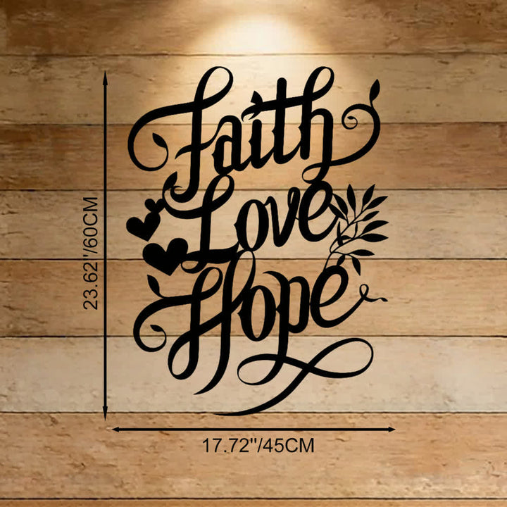 Christianartworkshop Faith Love Hope Script Metal Wall Decor with Heart & Leaf Accents - Black - 17.72''*23.62''*0.047"/45*60*0.12cm - image 8