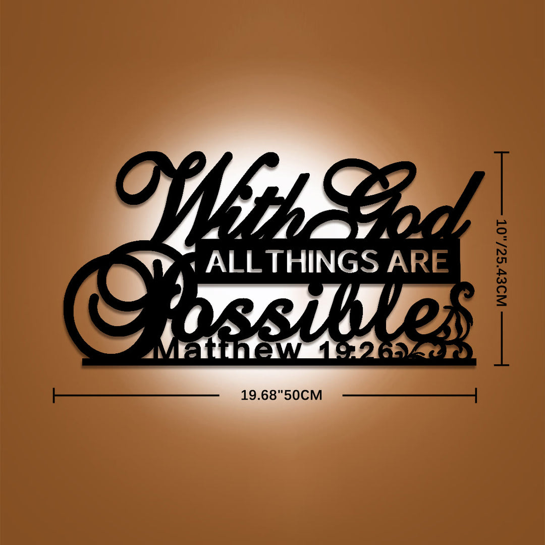Christianartworkshop Vine Scroll Matthew 19:26 With God All Things Are Possible Metal Wall Decor: Emblem of Unfailing Divine Promise - 10"*19.68"*0.06''/25.43cm*50cm*0.15cm - image 7