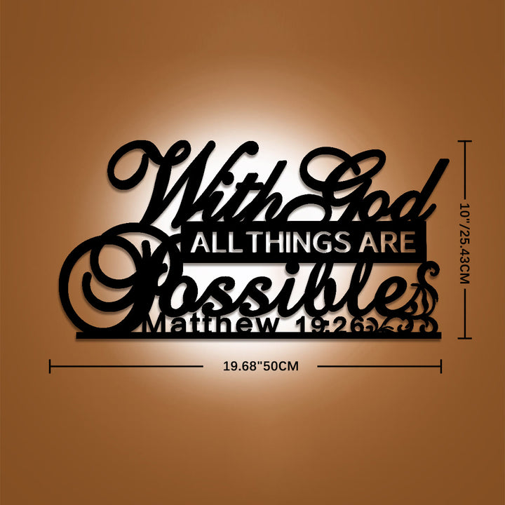 Christianartworkshop Vine Scroll Matthew 19:26 With God All Things Are Possible Metal Wall Decor: Emblem of Unfailing Divine Promise - 10"*19.68"*0.06''/25.43cm*50cm*0.15cm - image 7
