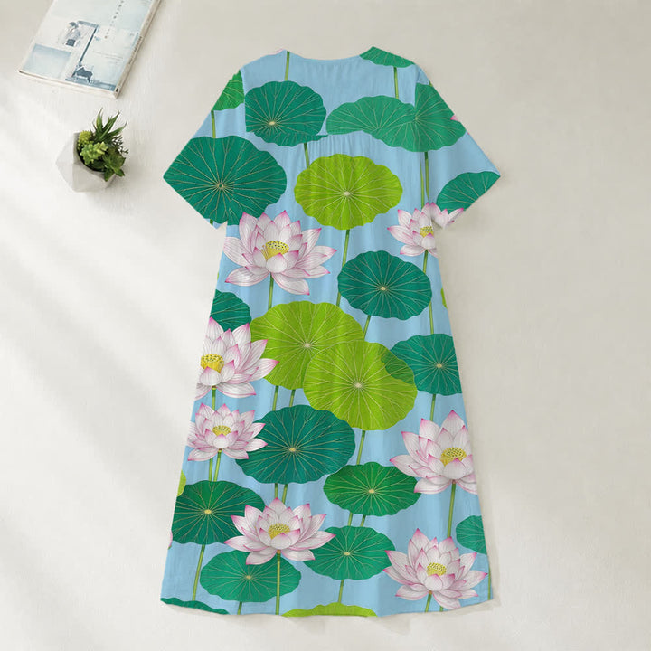 Christianartworkshop Summer Oversized Floral Print Cross Graphic V-Neck Short Sleeve Midi Dress - image 14
