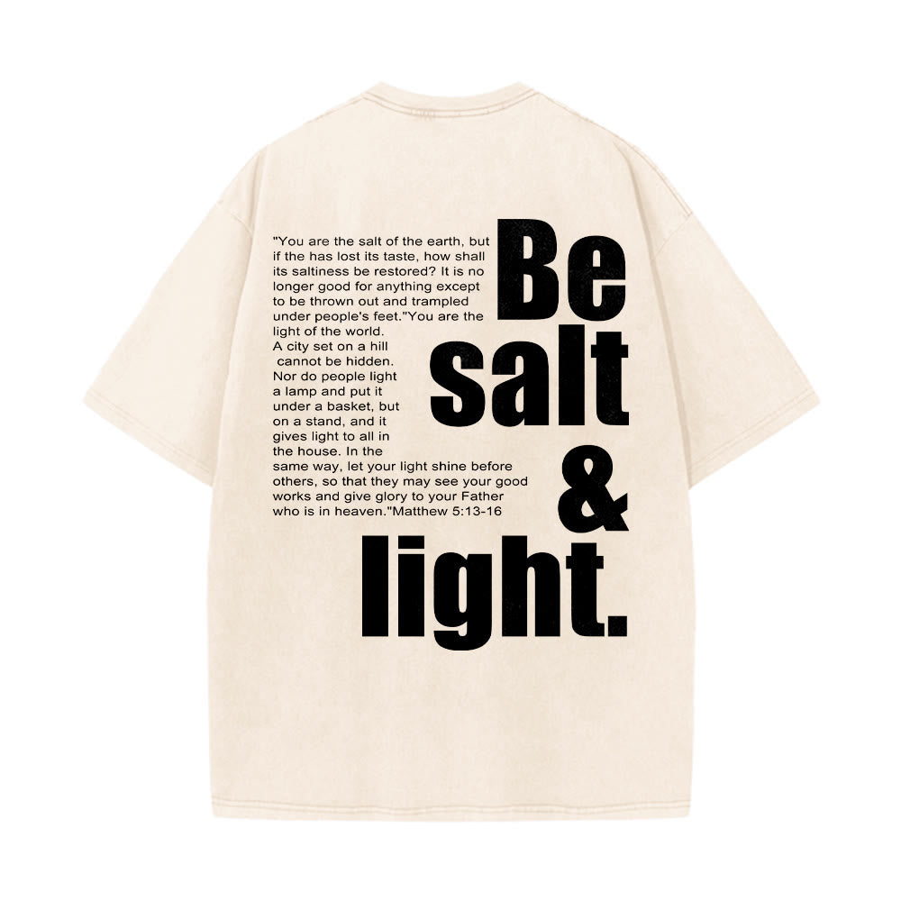 Christianartworkshop Contrast Large Small Font Salt And Light Bible Verse Back Graphic Washed Unisex T-Shirt - image 5