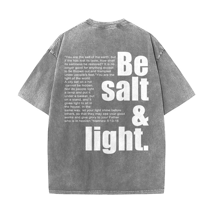 Christianartworkshop Contrast Large Small Font Salt And Light Bible Verse Back Graphic Washed Unisex T-Shirt - image 26
