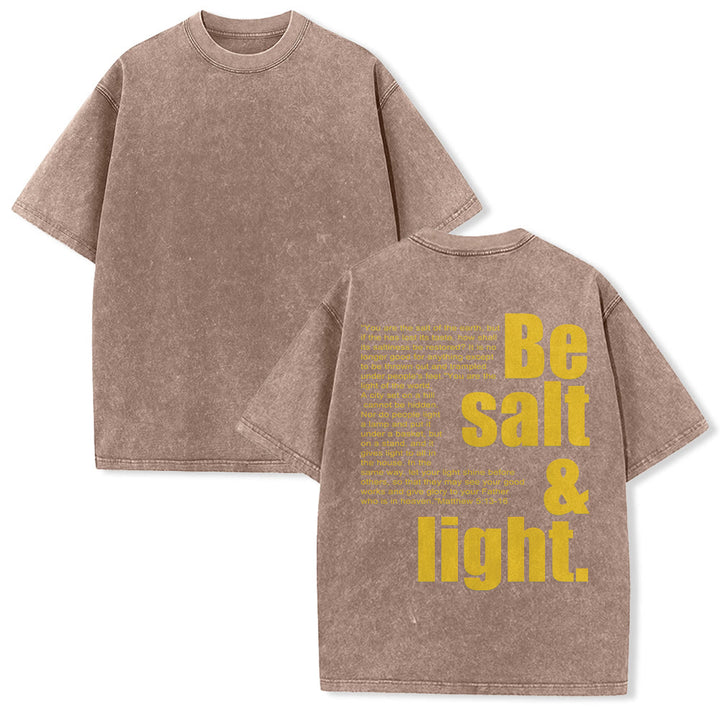 Christianartworkshop Contrast Large Small Font Salt And Light Bible Verse Back Graphic Washed Unisex T-Shirt - Brown - 5XL - image 22