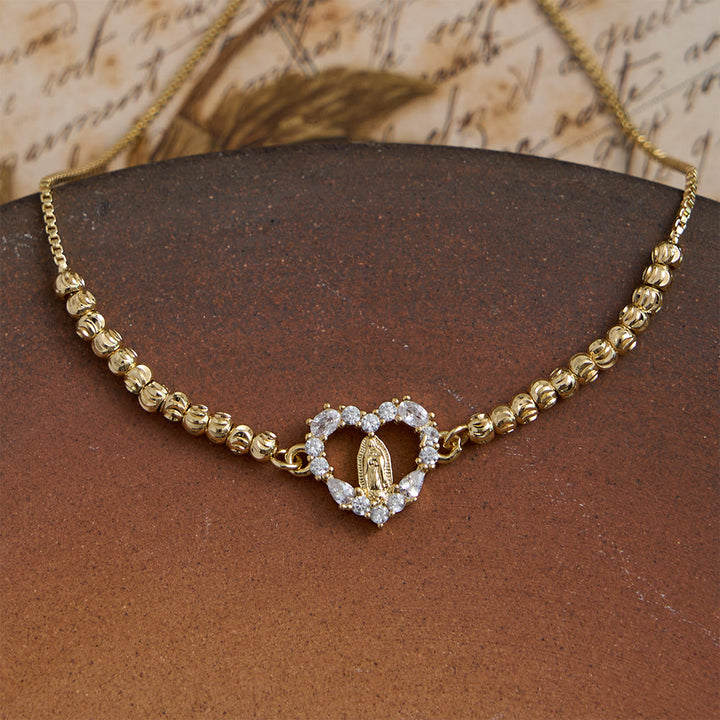 Christianartworkshop Assorted Crystal Frame Our Lady Mini Bead Chain Bracelet: Emblem of Gentle Heavenly Protection - E - image 9