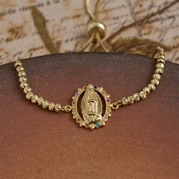 Christianartworkshop Assorted Crystal Frame Our Lady Mini Bead Chain Bracelet: Emblem of Gentle Heavenly Protection - C - image 5