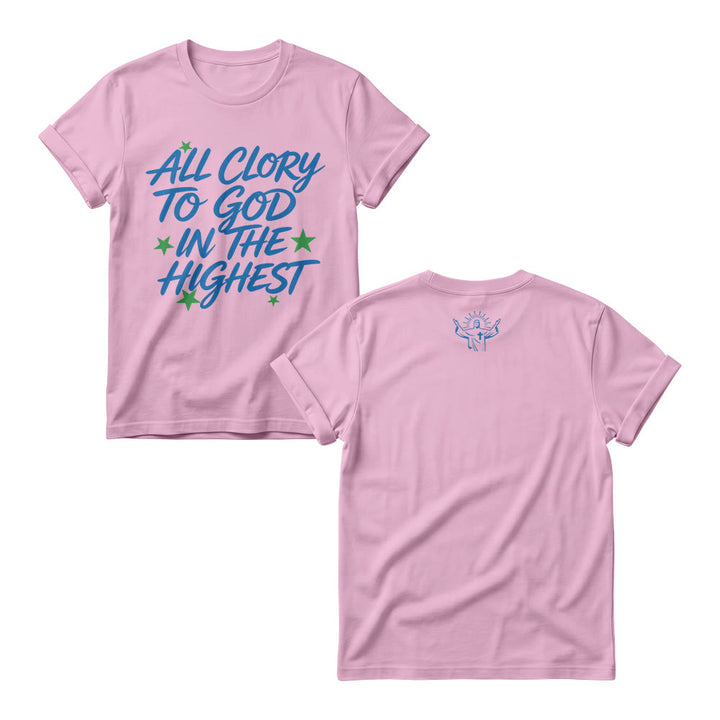 Christianartworkshop All Glory To God In The Highest Star Accent Front Print Women’s Crewnecks - Pink - 4XL - image 6