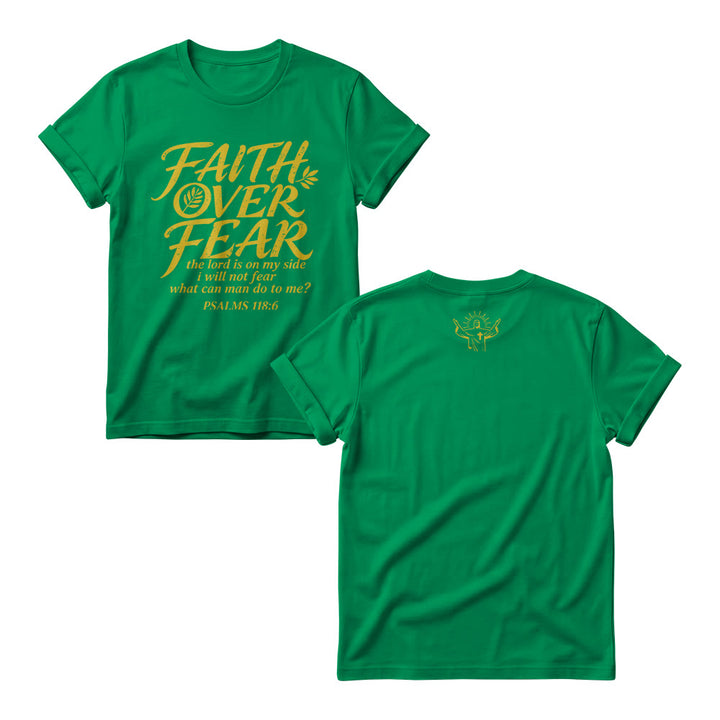 Christianartworkshop Faith Over Fear Olive Branch Psalm 118:6 Cursive Front Print Women’s Crewnecks - Green - 4XL - image 11
