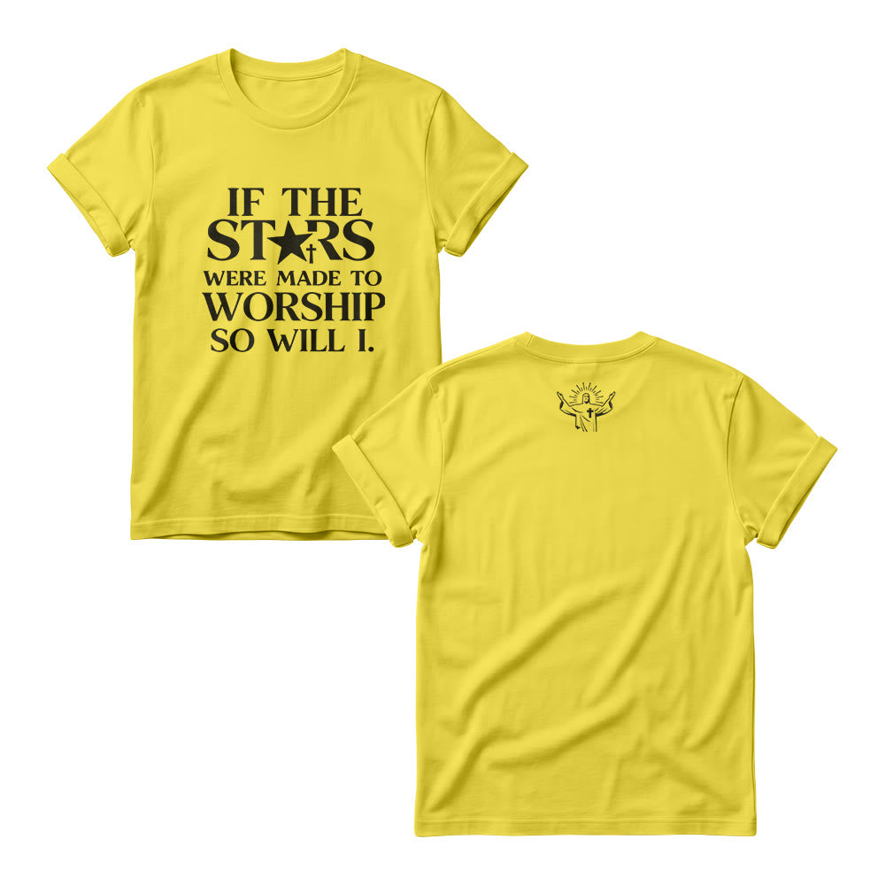 Christianartworkshop If The Stars Were Made To Worship Cross Star Replace Serif Stack Front Print  Women’s Crewnecks - Yellow - 4XL - image 3