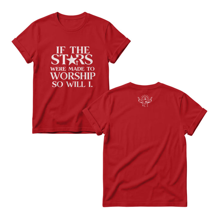 Christianartworkshop If The Stars Were Made To Worship Cross Star Replace Serif Stack Front Print  Women’s Crewnecks - Red - 4XL - image 8