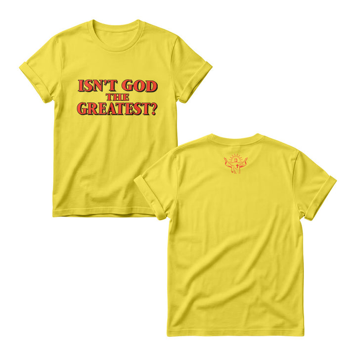 Christianartworkshop Isn’t God The Greatest Bold Contrast Outline Serif Front Print Women’s Crewnecks - Yellow - 4XL - image 2