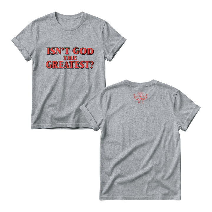 Christianartworkshop Isn’t God The Greatest Bold Contrast Outline Serif Front Print Women’s Crewnecks - Grey - 4XL - image 3
