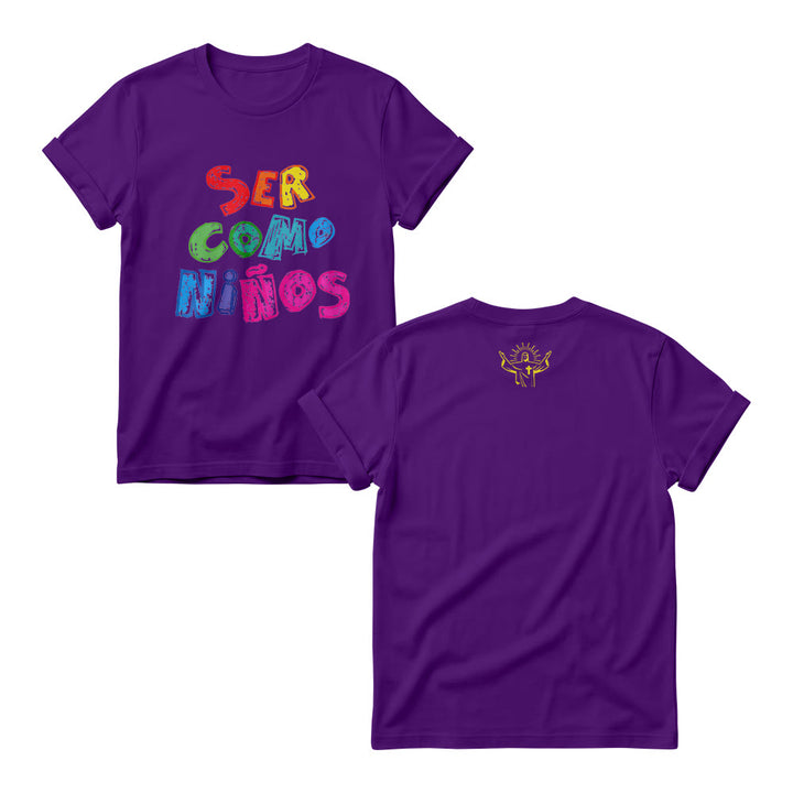 Christianartworkshop Ser Como Niños Multicolor Glossy Bubble Spanish Scripture Front Print Women’s Crewnecks - Purple - 4XL - image 7