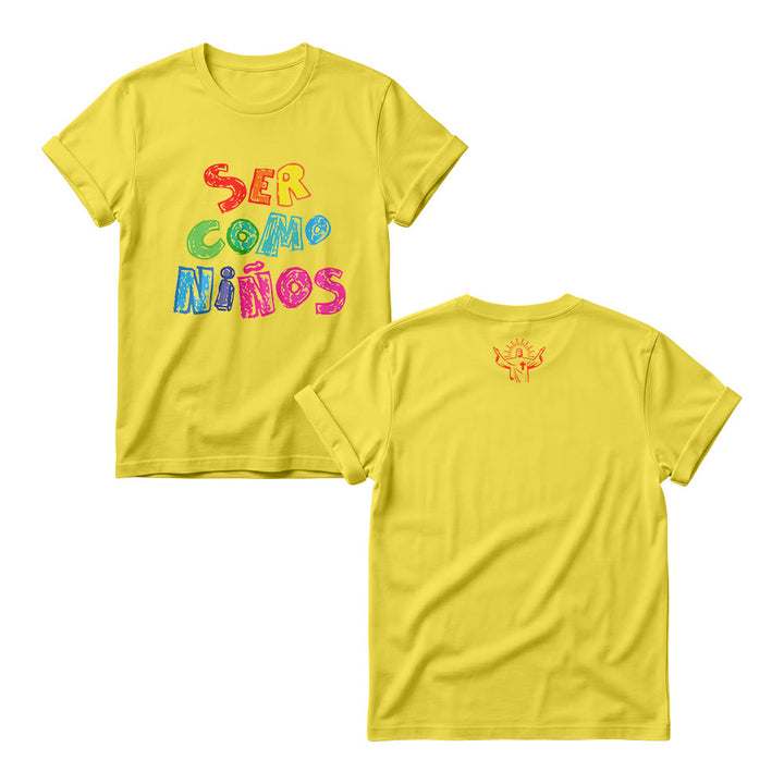 Christianartworkshop Ser Como Niños Multicolor Glossy Bubble Spanish Scripture Front Print Women’s Crewnecks - Yellow - 4XL - image 3