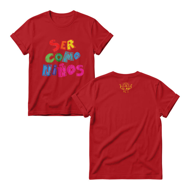 Christianartworkshop Ser Como Niños Multicolor Glossy Bubble Spanish Scripture Front Print Women’s Crewnecks - Red - 4XL - image 8