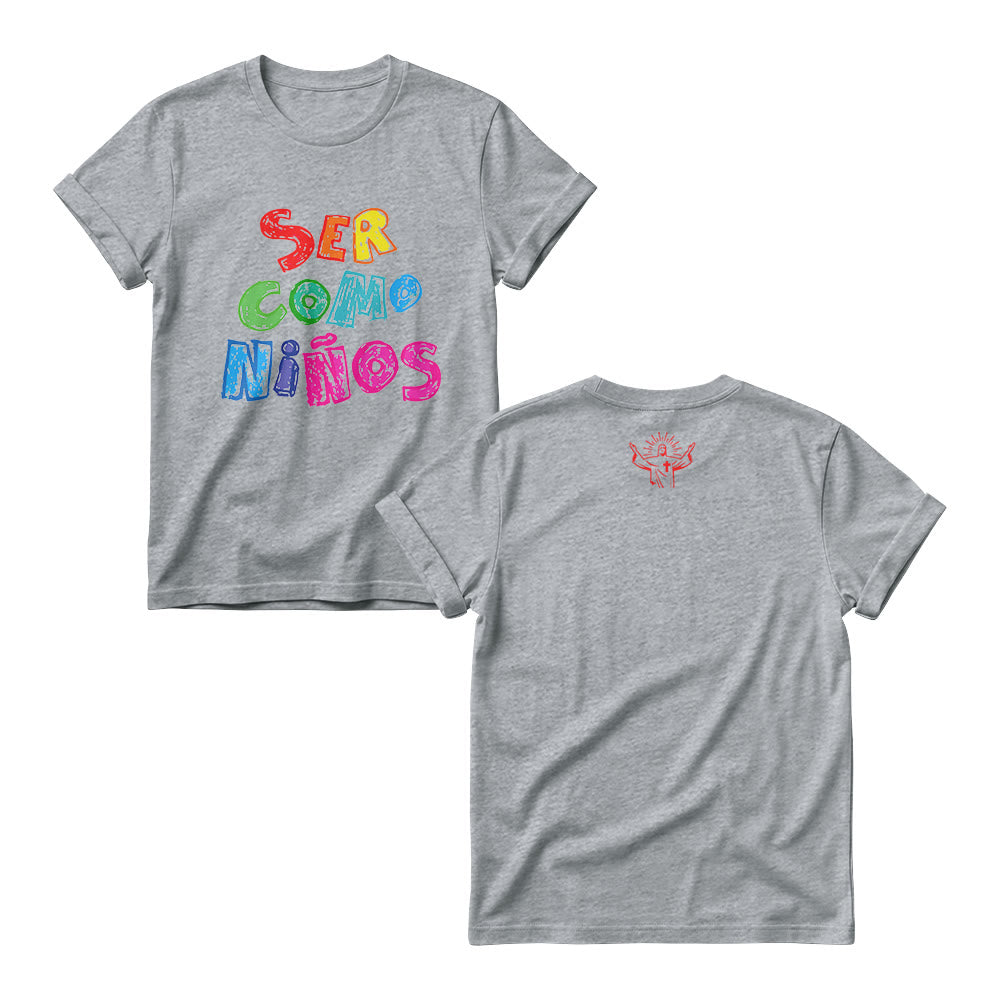 Christianartworkshop Ser Como Niños Multicolor Glossy Bubble Spanish Scripture Front Print Women’s Crewnecks - Grey - 4XL - image 4