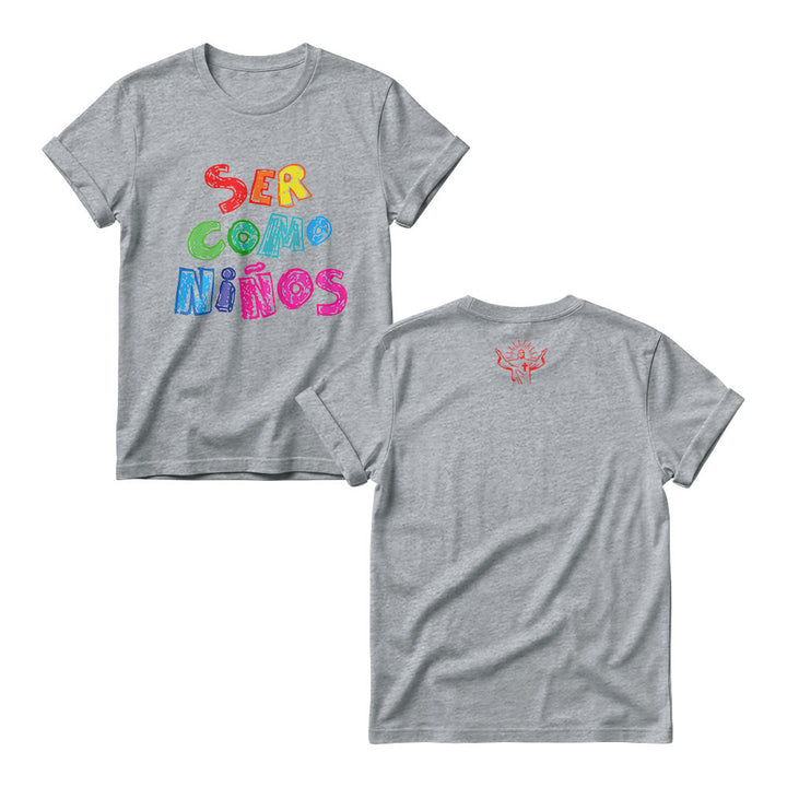 Christianartworkshop Ser Como Niños Multicolor Glossy Bubble Spanish Scripture Front Print Women’s Crewnecks - Grey - 4XL - image 4