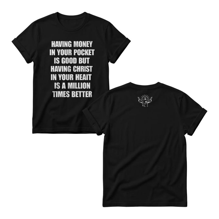Christianartworkshop Minimal Plain Block Wealth Contrast Christ Heart Slogan Front Tiny Worship Graphic Back Women’s Crewnecks - Black - 4XL - image 7