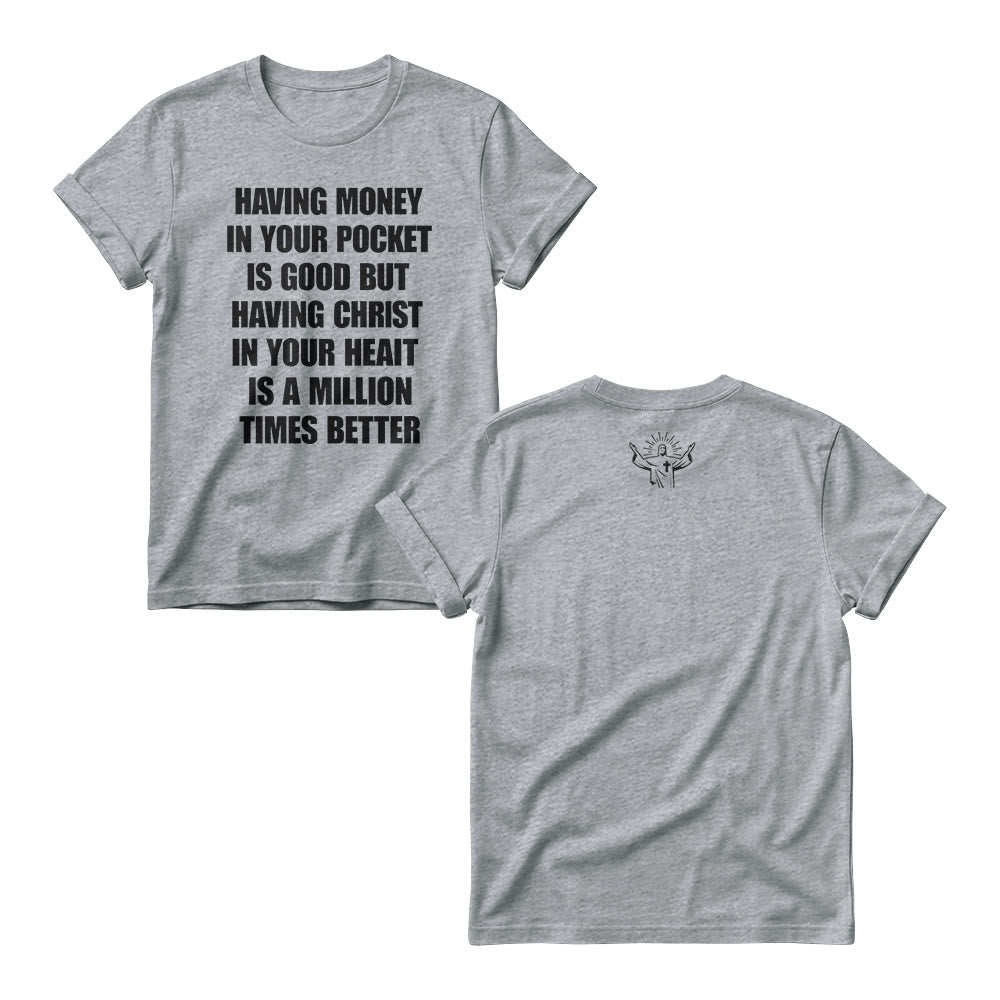 Christianartworkshop Minimal Plain Block Wealth Contrast Christ Heart Slogan Front Tiny Worship Graphic Back Women’s Crewnecks - Grey - 4XL - image 5
