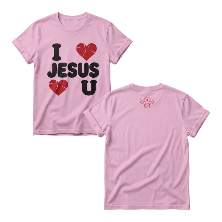 Christianartworkshop Cute Chunky Bubble Letter I Love Jesus Simple Double Heart Graphic Women’s Crewnecks - Pink - 4XL - image 5