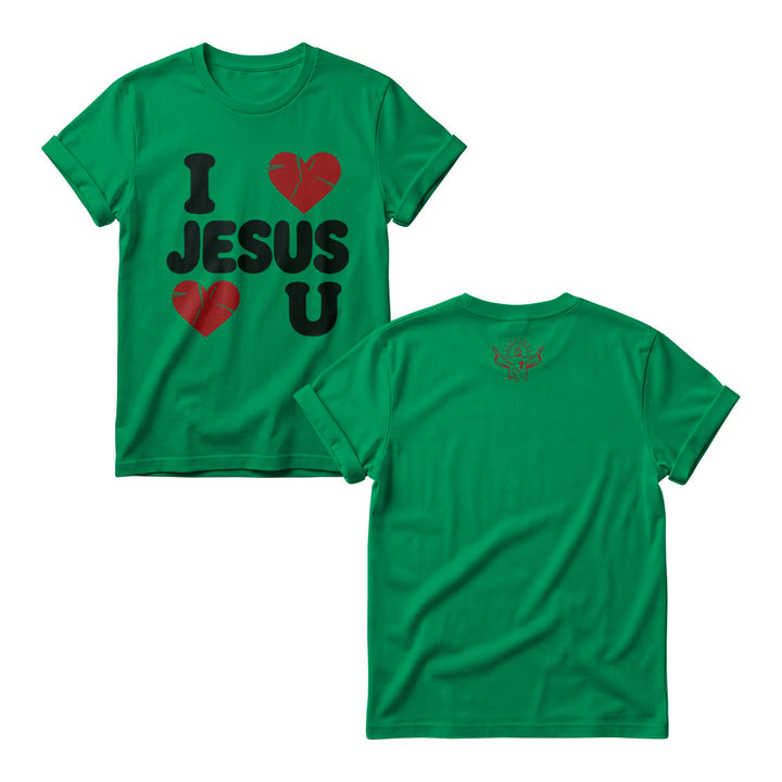 Christianartworkshop Cute Chunky Bubble Letter I Love Jesus Simple Double Heart Graphic Women’s Crewnecks - Green - 4XL - image 9