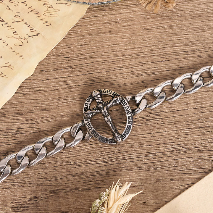 Christianartworkshop Antiqued Metal Chunky Curb Chain St.Jude & Framed Crucifix Bracelet - image 4