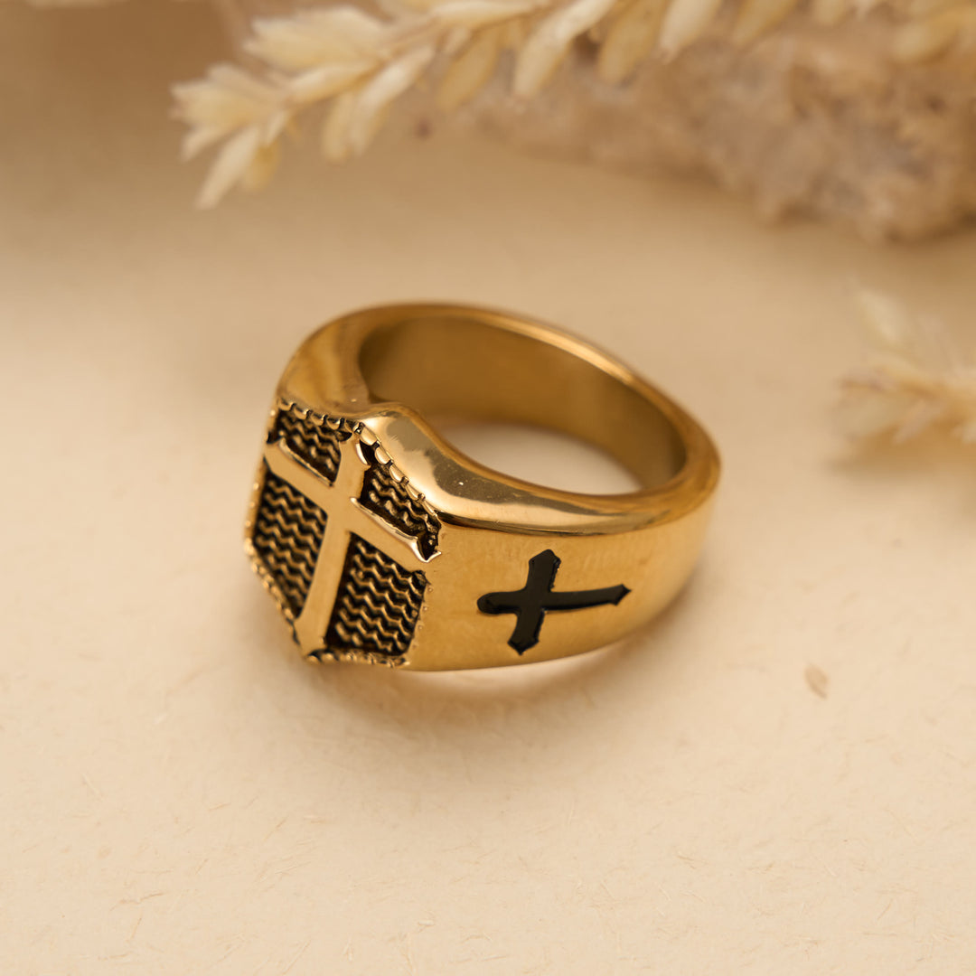 Christianartworkshop Shield Cross Embossed Signet Ring: Timeless Emblem of Unshakable Sacred Faith - image 8
