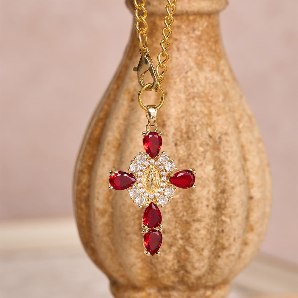 Christianartworkshop Mini Cowboy Hat Our Lady Crystal Cross Car Hanging Ornament: A Reminder of Merciful Divine Protection on Every Trip - image 4