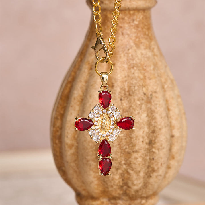 Christianartworkshop Mini Cowboy Hat Our Lady Crystal Cross Car Hanging Ornament: A Reminder of Merciful Divine Protection on Every Trip - image 4