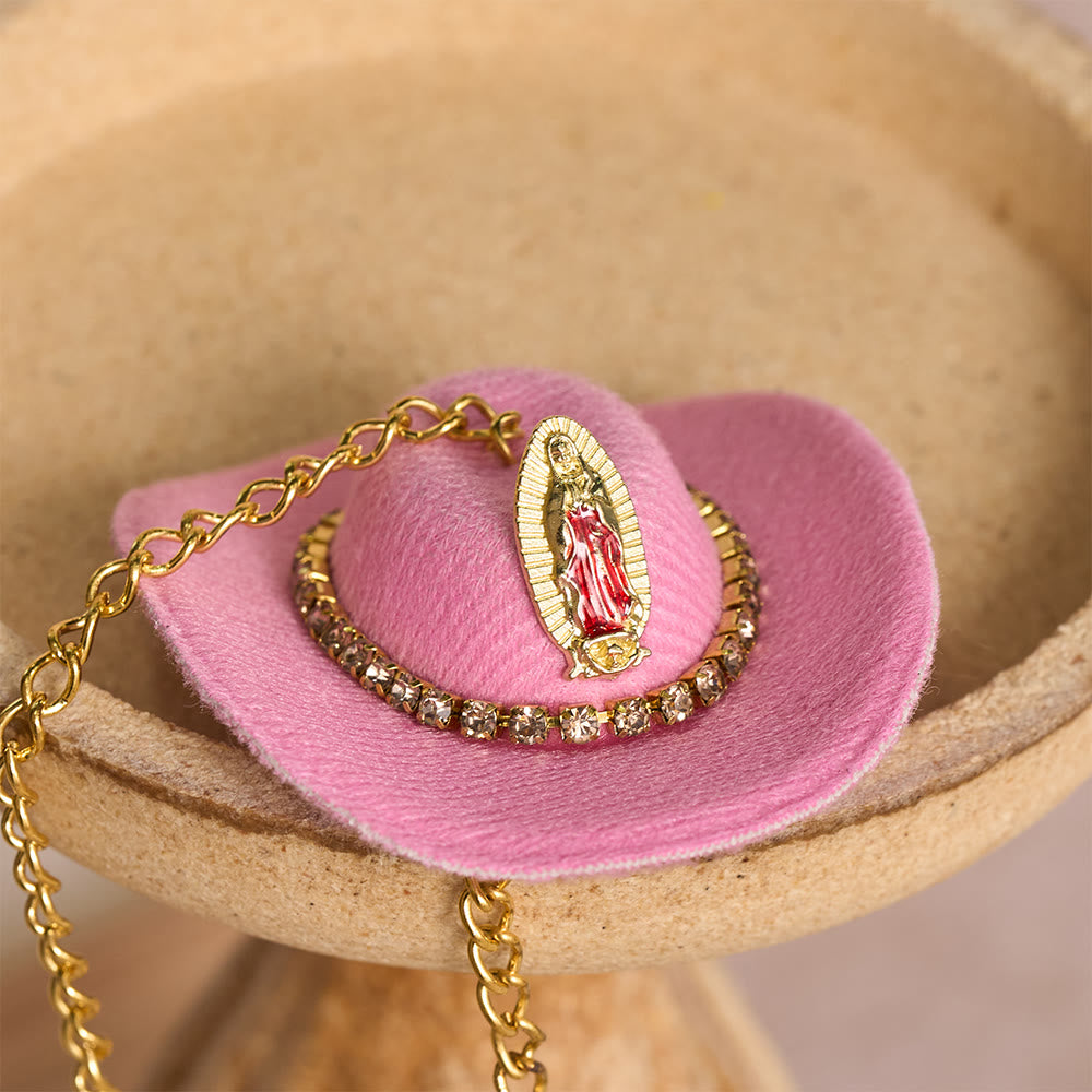 Christianartworkshop Mini Cowboy Hat Our Lady Crystal Cross Car Hanging Ornament: A Reminder of Merciful Divine Protection on Every Trip - image 10