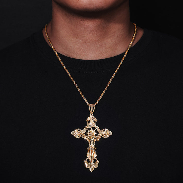 Christianartworkshop Detailed Carved Winged Crucifix Rope Chain Necklace: Graceful Token of Gentle Heavenly Mercy - image 2
